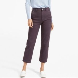 Purple, high rise, Everlane straight cropped reg jeans- 24.5 inch inseam size 14